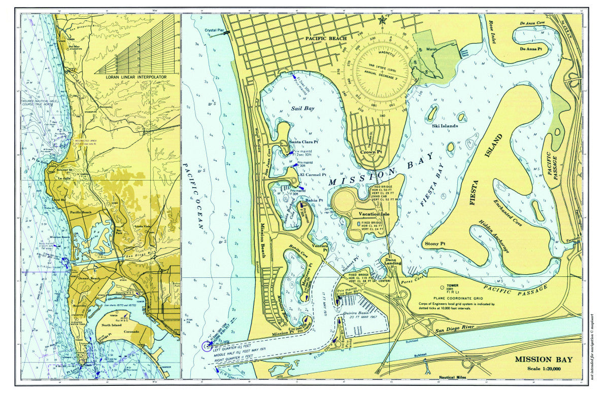 Mission Bay, CA Nautical Chart Placemat