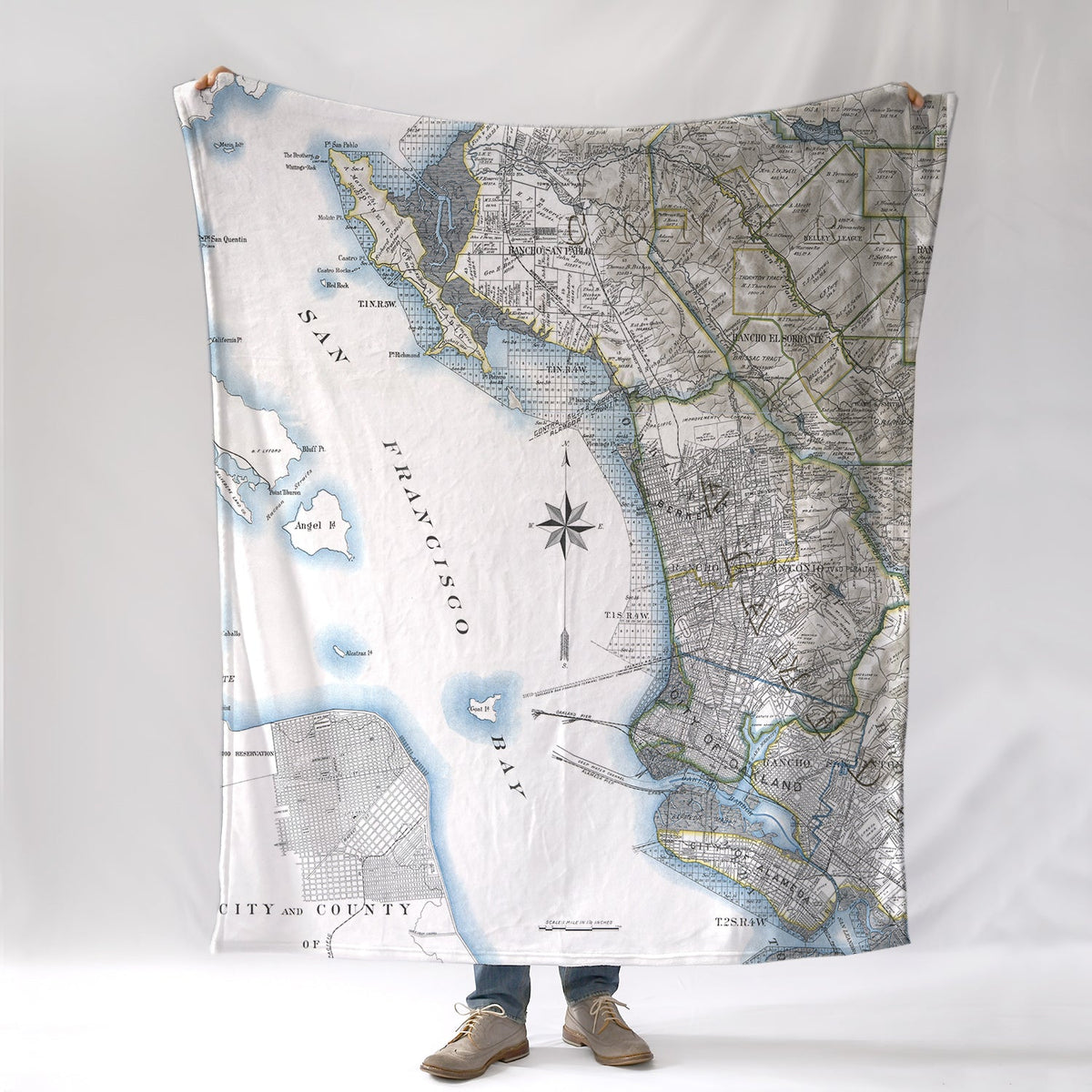 Alameda, CA Vintage Map Blanket - Maritime Tribes USABlanket