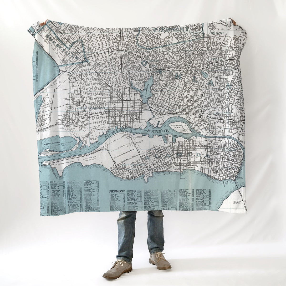 Alameda - Oakland, CA Vintage Map Blanket - Maritime Tribes USABlanket
