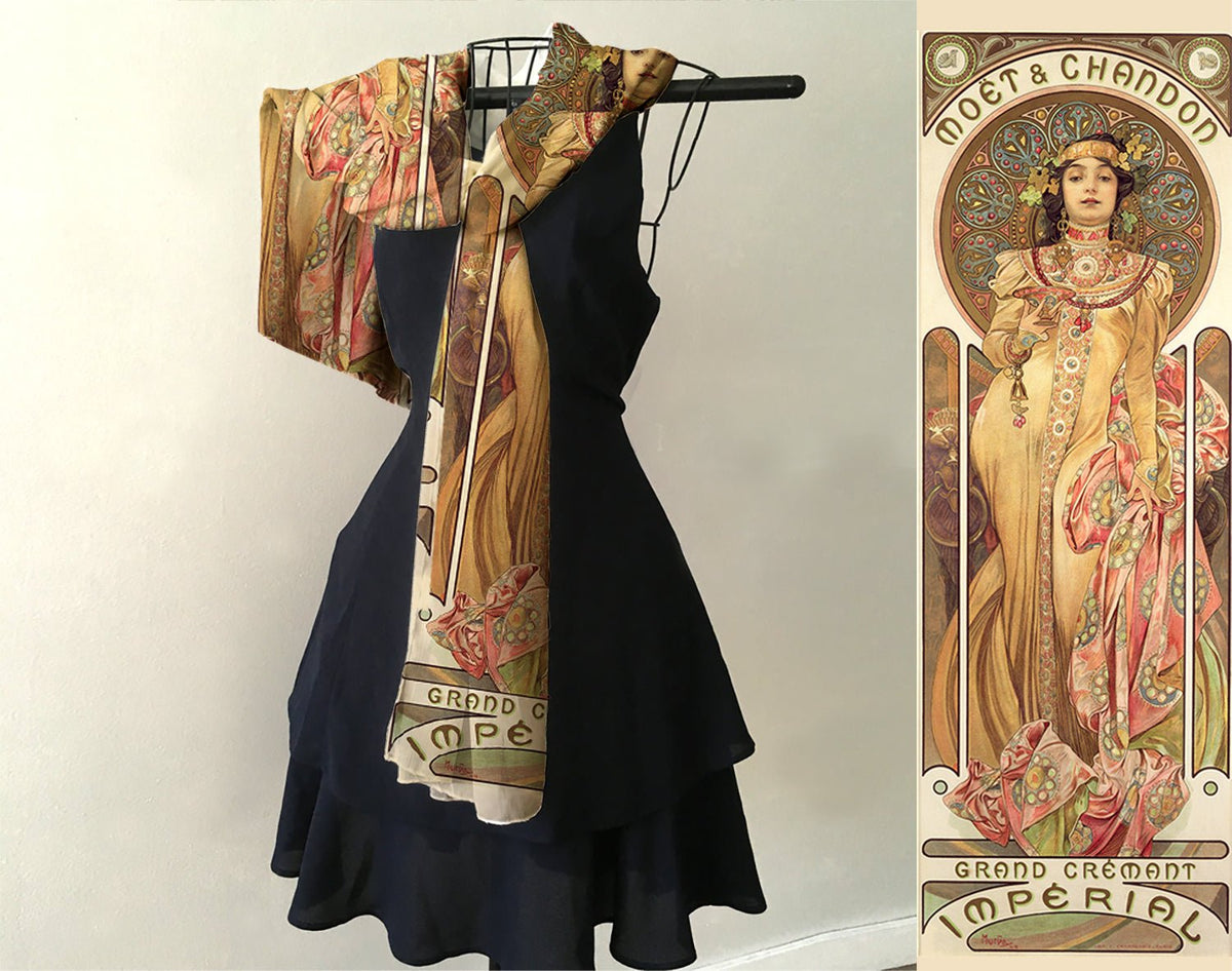 Alphonse Mucha Scarf - Moët Chandon - Maritime Tribes USA