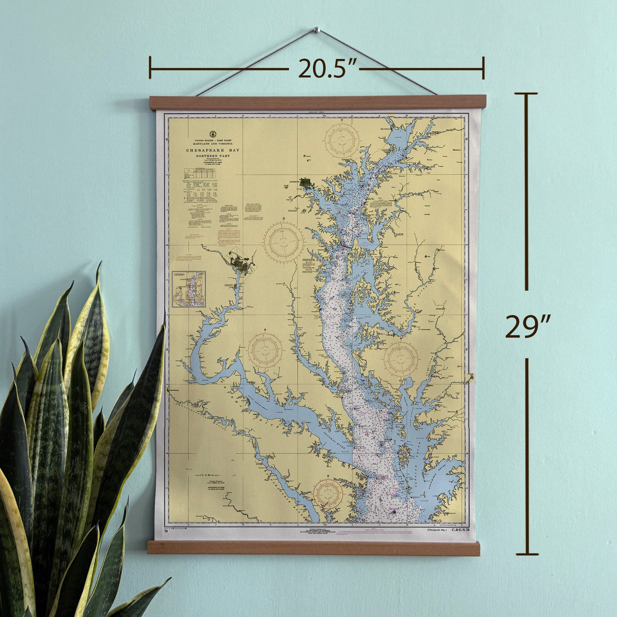 Annapolis, Chesapeake Bay Northern Part Nautical Chart Fabric Scroll - Maritime Tribes USAScroll