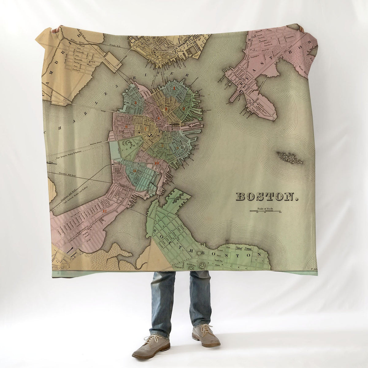 Antique Boston Atlas Map Blanket - Maritime Tribes USABlanket