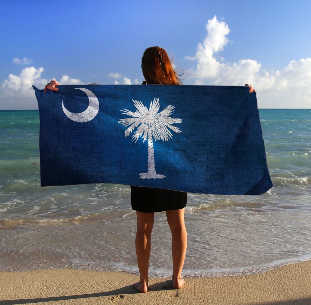 Antiqued Palmetto Flag, Charleston, SC, Quick Dry Towel - Maritime Tribes USATowel