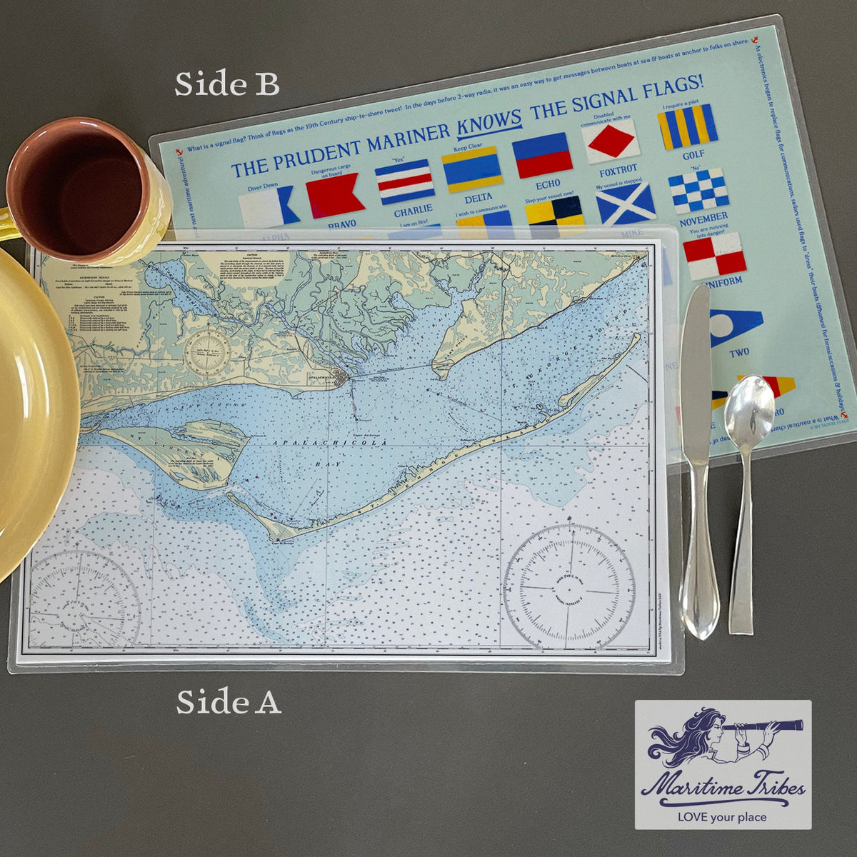 Apalachicola, FL Chart Placemat - Maritime Tribes USALaminated Placemat