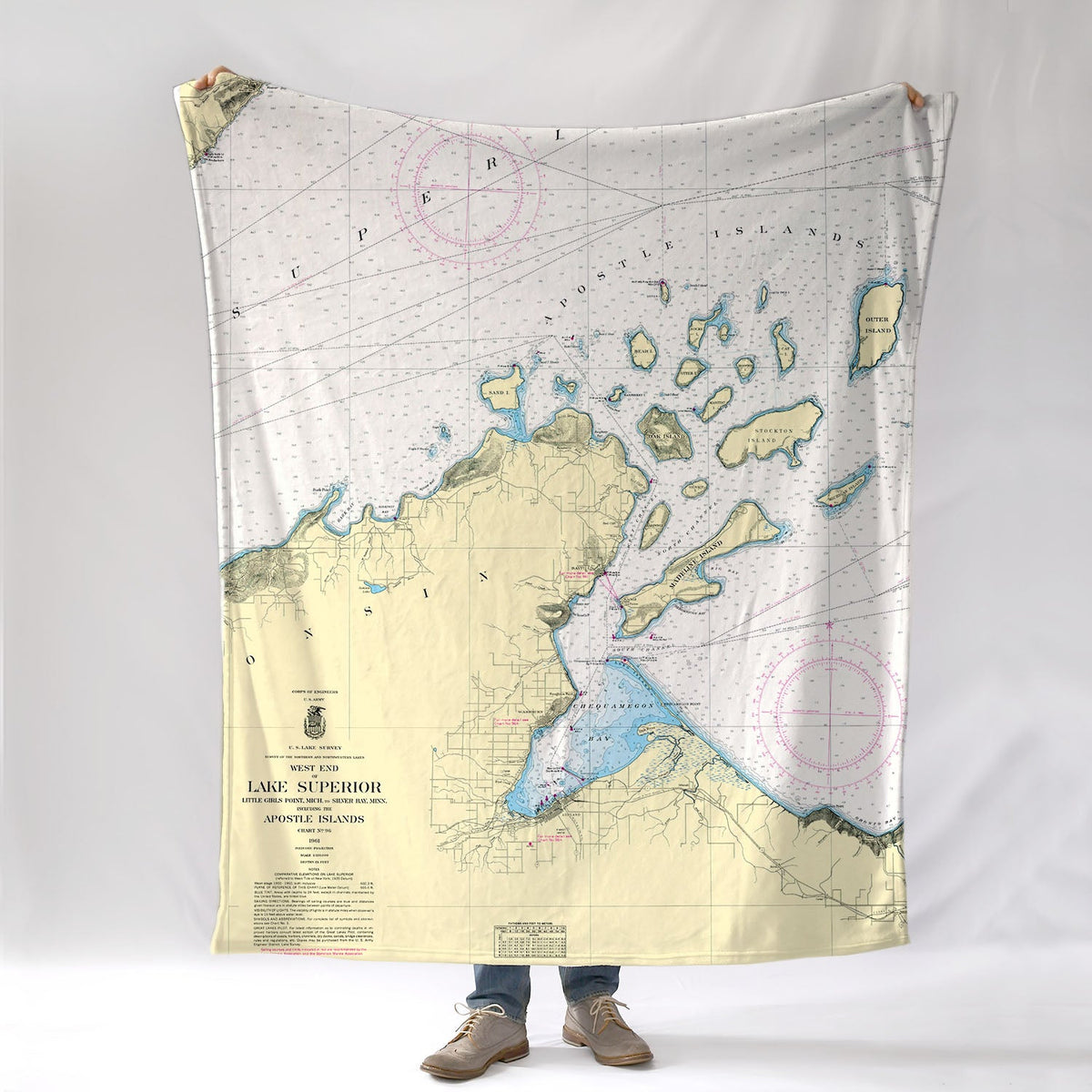 Apostle Islands, WI Lake Superior Nautical chart Blanket - Maritime Tribes USABlanket