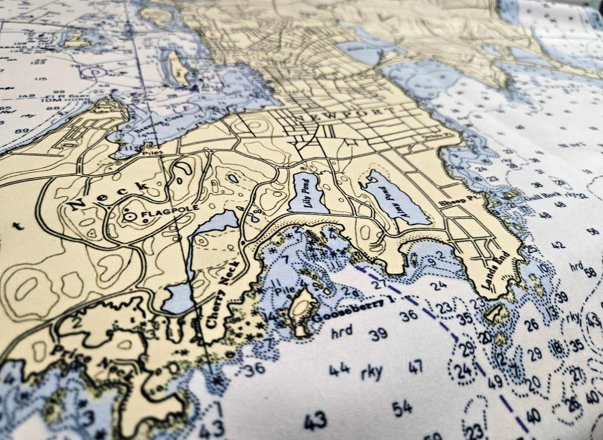 Aquidneck Island Nautical Chart Quick Dry Towel - Maritime Tribes USATowel