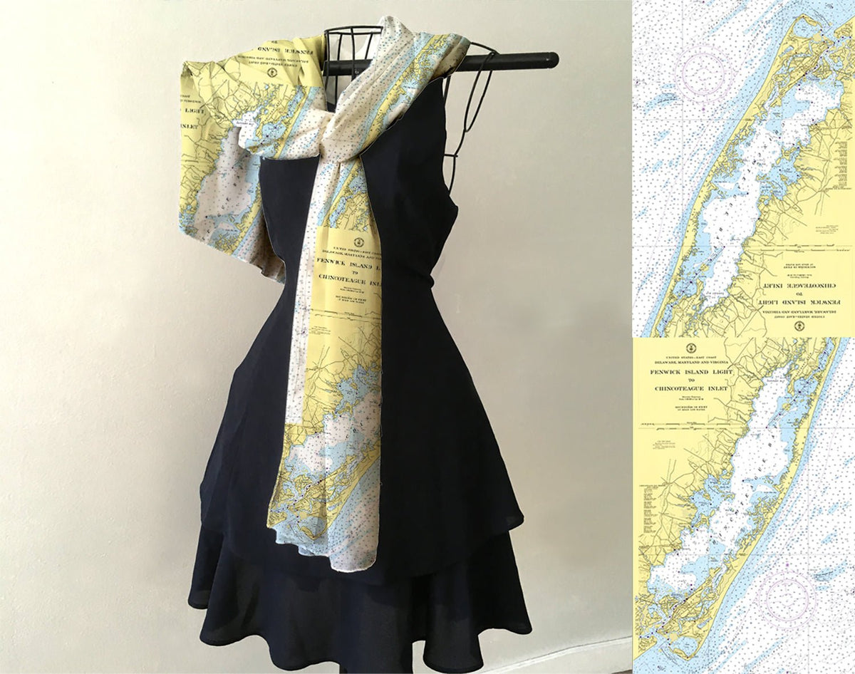 Assateague National Seashore, Fenwick Island to Chincoteague Chart Scarf - Maritime Tribes USAScarf