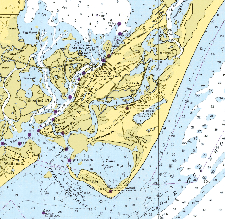 Assateague National Seashore, Fenwick Island to Chincoteague Chart Scarf - Maritime Tribes USAScarf