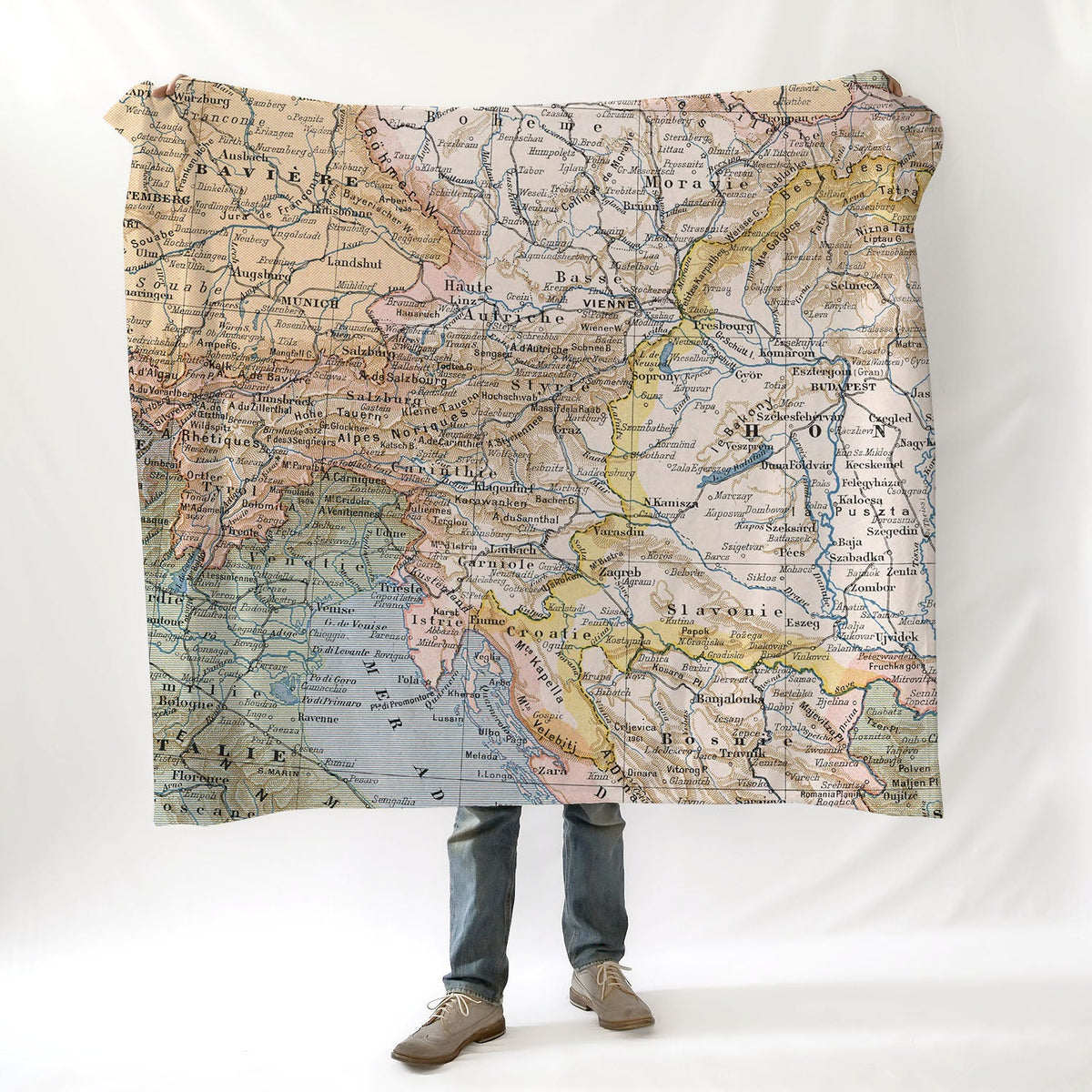 Austria Vintage Map Blanket - Maritime Tribes USABlanket
