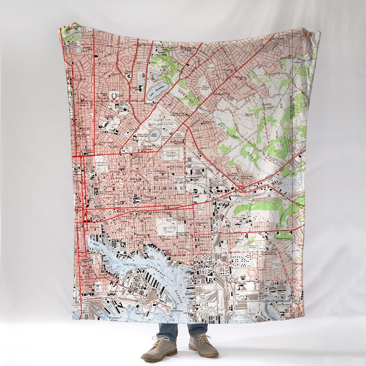 Baltimore MD Vintage Topo Map Blanket - Maritime Tribes USABlanket