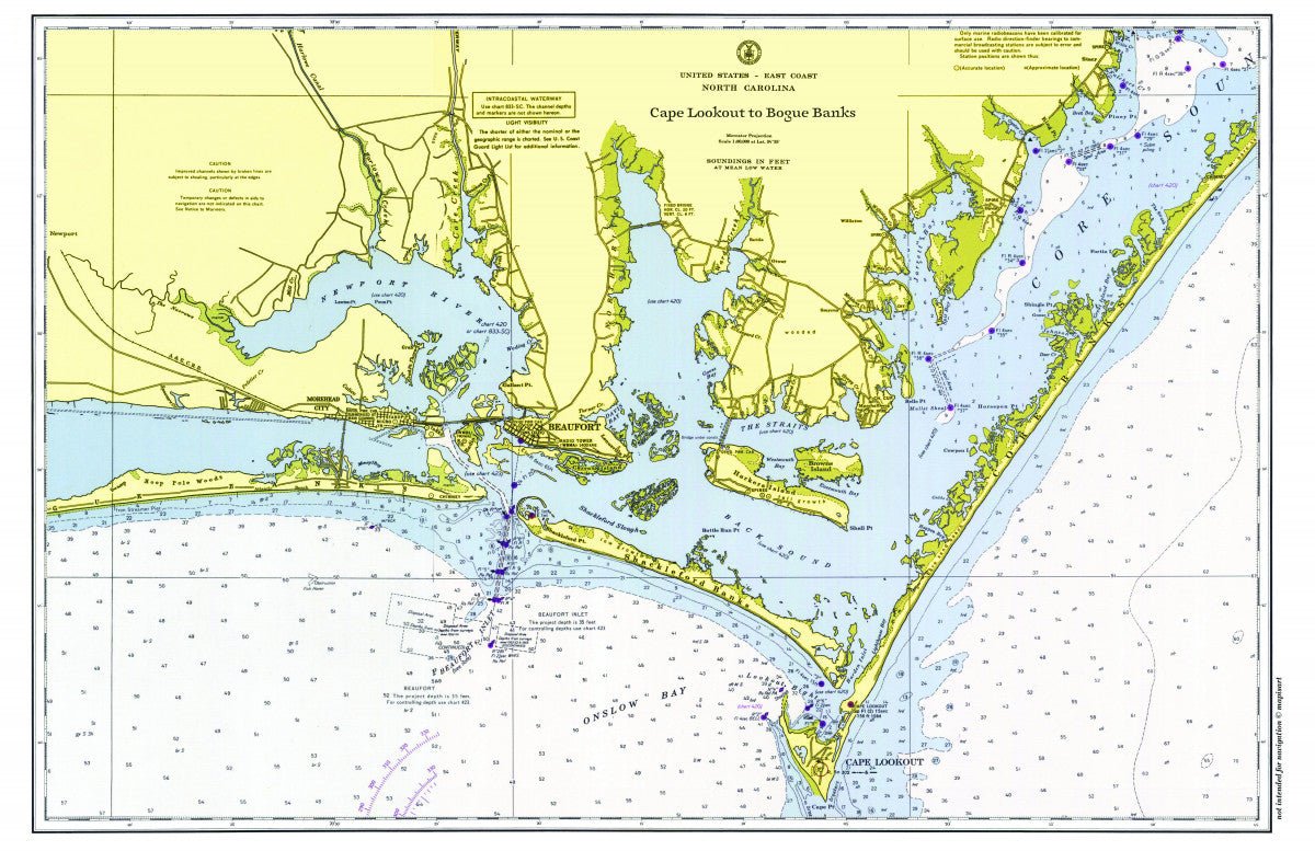 Beaufort, North Carolina Chart Placemat - Maritime Tribes USALaminated Placemat