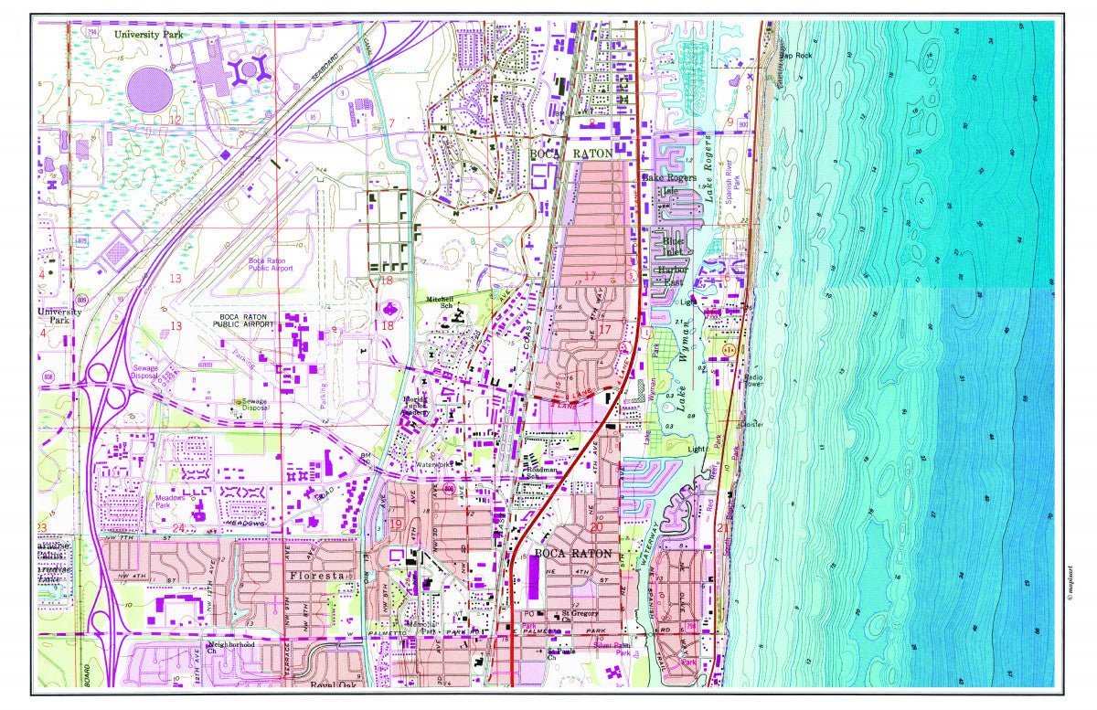 Boca Raton, Florida Topographical Chart Placemat - Maritime Tribes USALaminated Placemat
