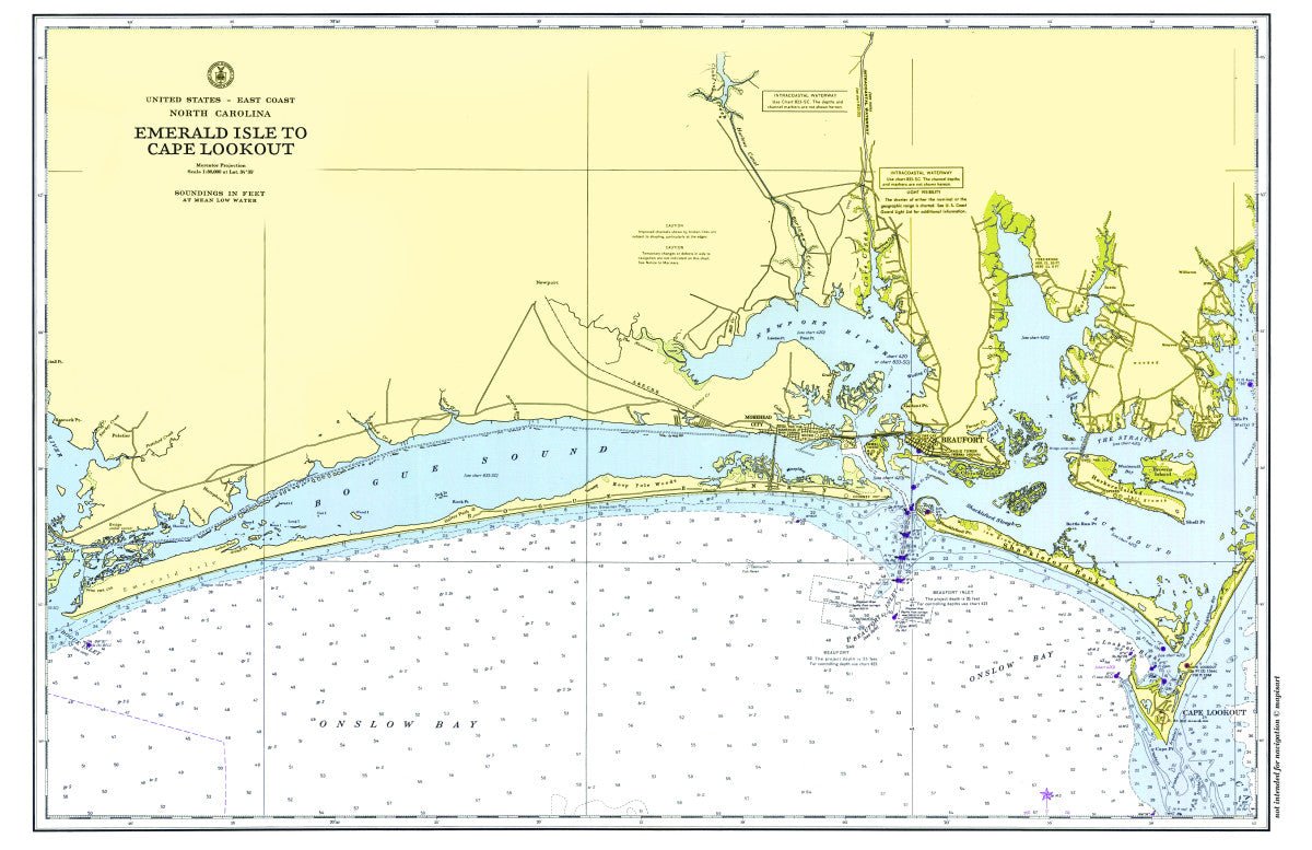 Bogue Banks, North Carolina Chart Placemat - Maritime Tribes USALaminated Placemat