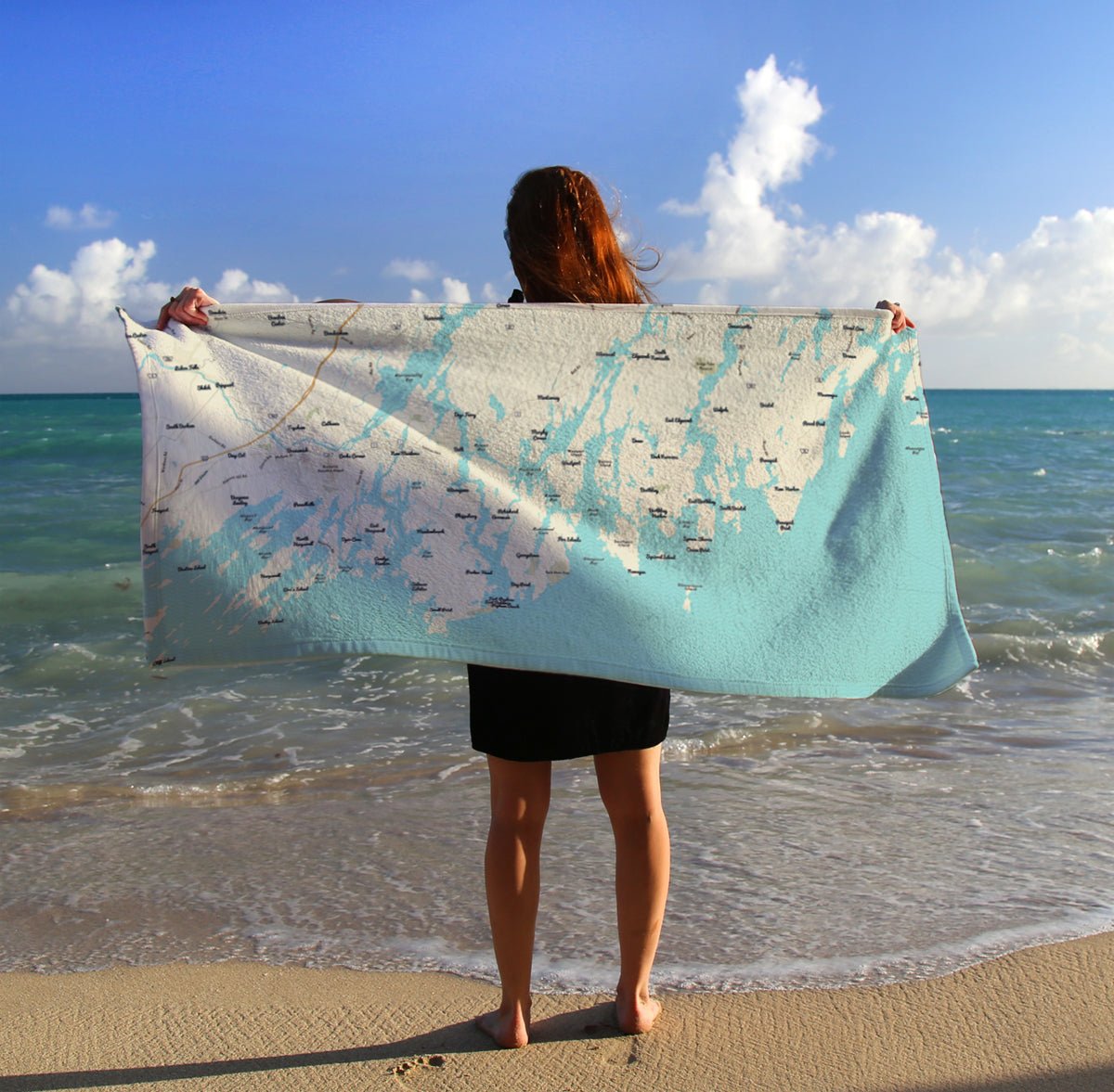 Boothbay Harbor, ME Modern Wave (Less Detail) Quick Dry Towel - Maritime Tribes USATowel