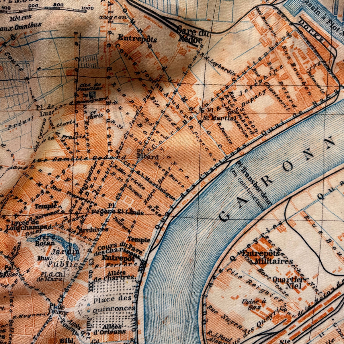 Bordeaux, France Vintage Map Scarf - Maritime Tribes USAScarf