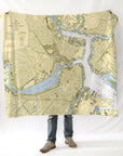 Boston Inner Harbor Nautical Chart Blanket - Maritime Tribes USABlanket