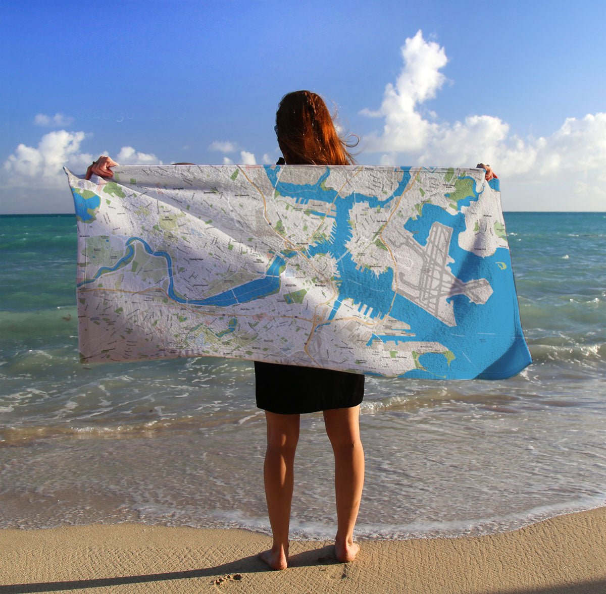 Boston MA Hometown Map Quick Dry Towel - Maritime Tribes USATowel