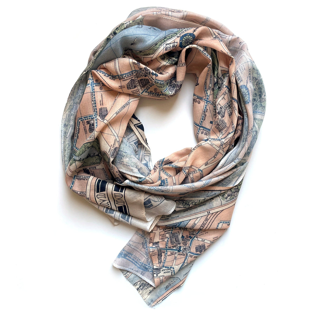 Boston, MA Vintage Pictorial Map Scarf - Maritime Tribes USAScarf