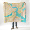 Boston MA, Watercolor Map Blanket - Maritime Tribes USABlanket