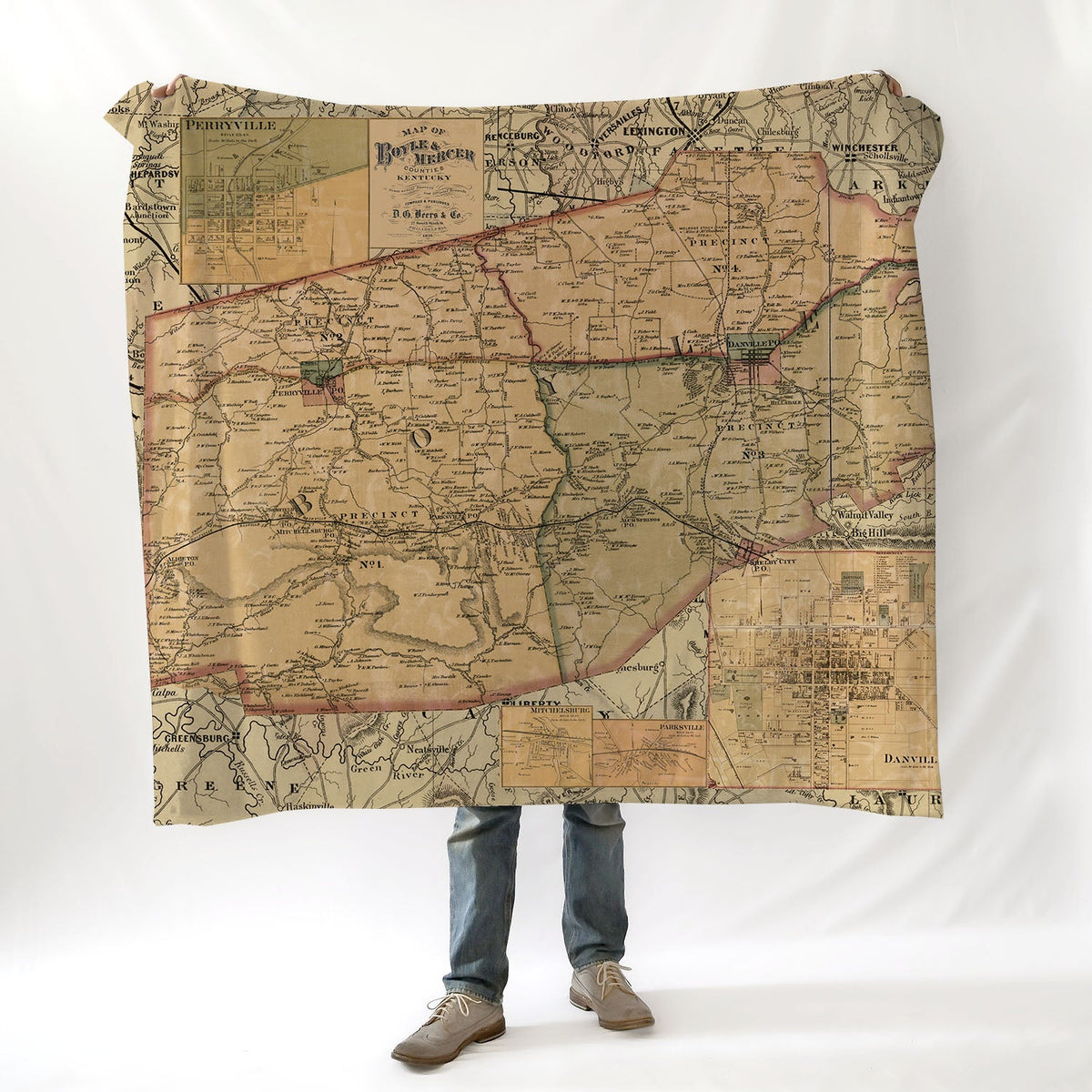 Boyle County, Kentucky Vintage Map Blanket - Maritime Tribes USABlanket