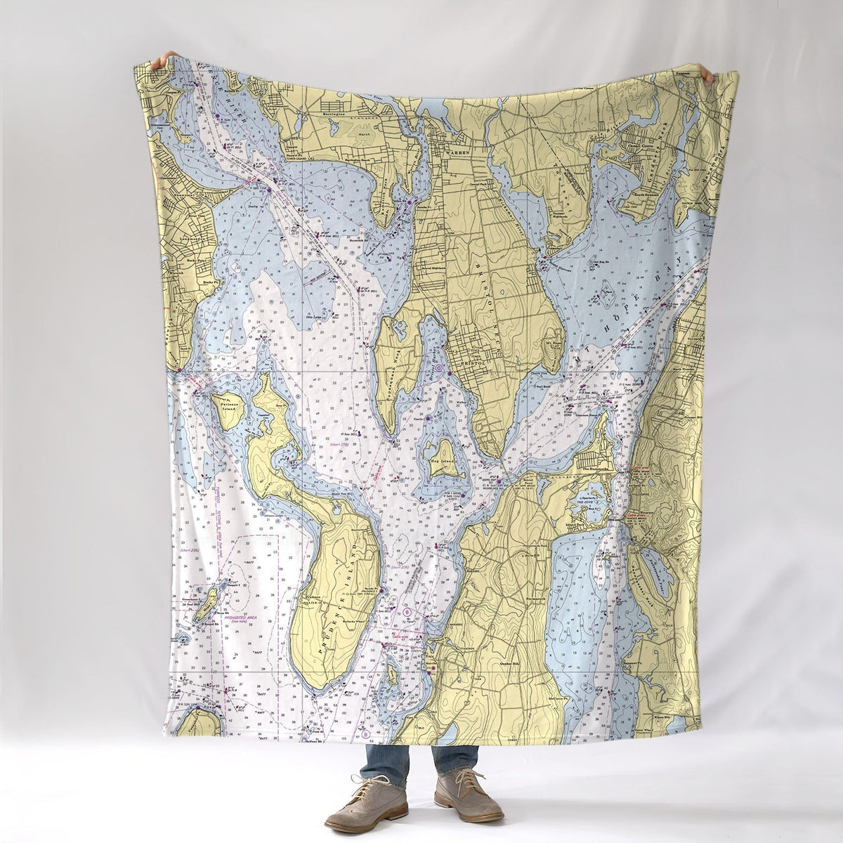 Bristol - Warren, RI Nautical Chart Blanket - Maritime Tribes USABlanket