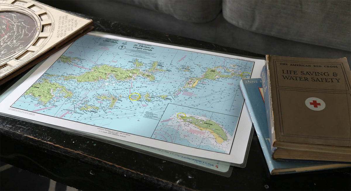 British Virgin Islands Imray Chart Placemat - Maritime Tribes USA