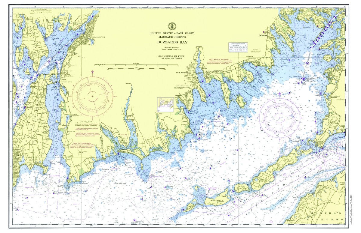 Buzzards Bay, MA Vintage Chart Placemat - Maritime Tribes USALaminated Placemat
