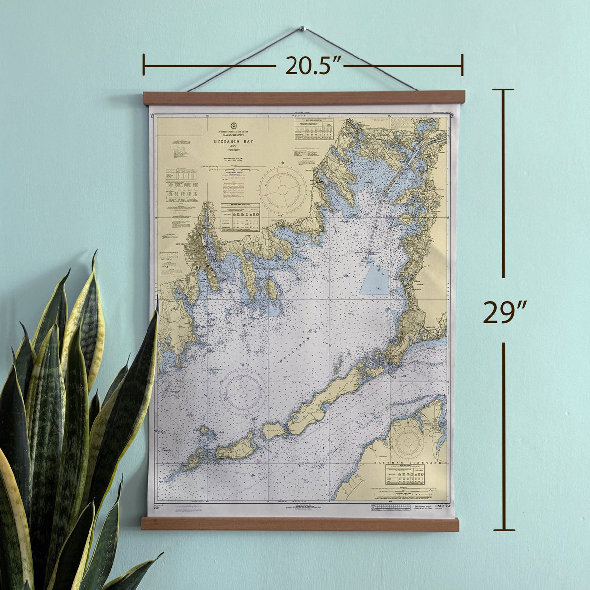 Buzzards Bay, MA Vintage Nautical Chart Canvas Scroll - Maritime Tribes USAScroll