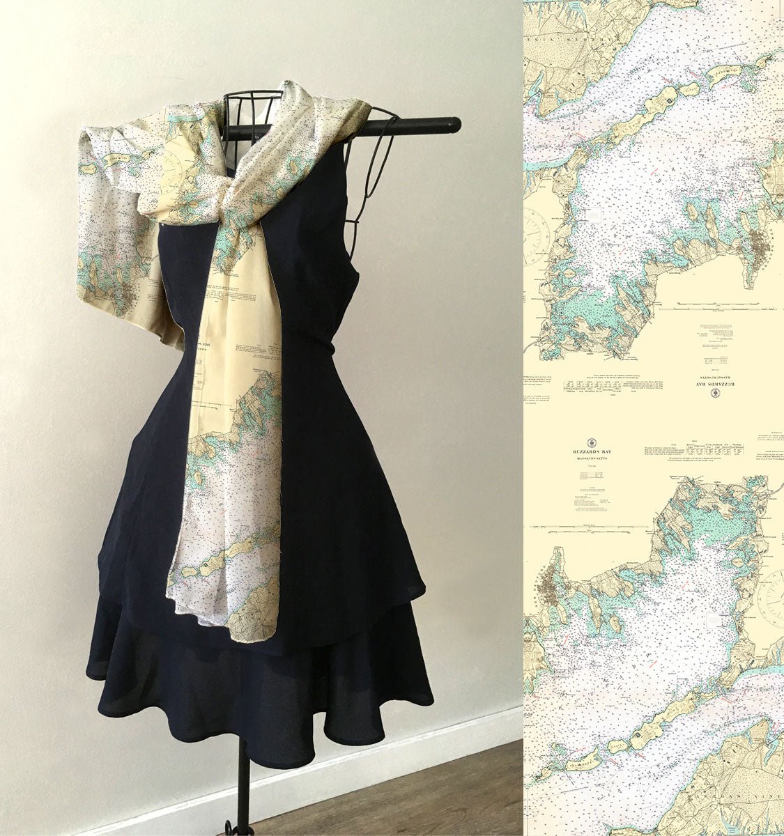 Buzzards Bay Vintage Chart Scarf - Maritime Tribes USAScarf