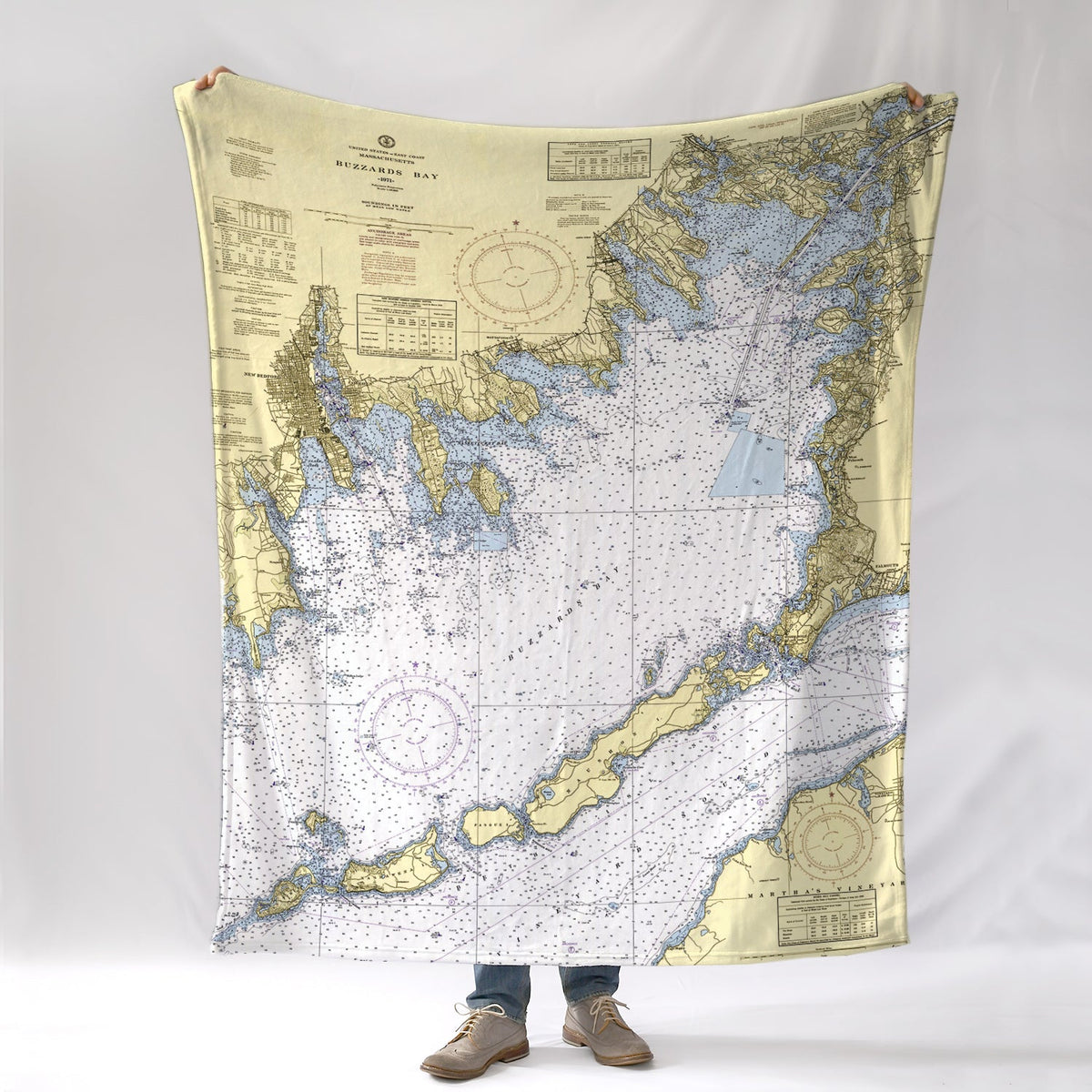 Buzzards Bay with Cuttyhunk, MA Nautical Chart Blanket - Maritime Tribes USABlanket