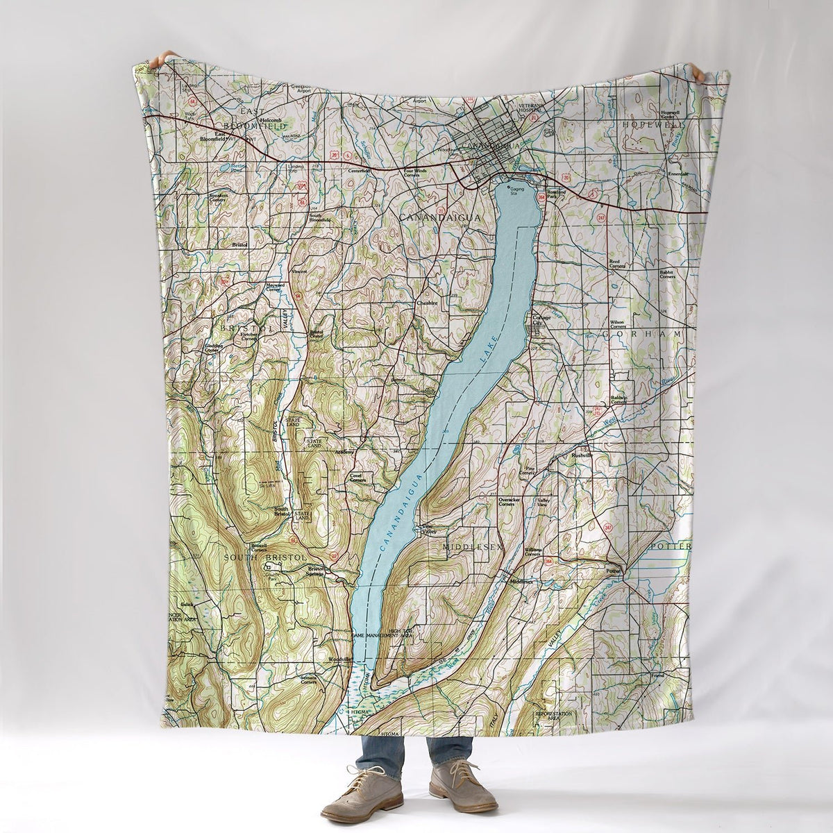 Canandaigua Lake, Vintage Topo Map Blanket - Maritime Tribes USABlanket