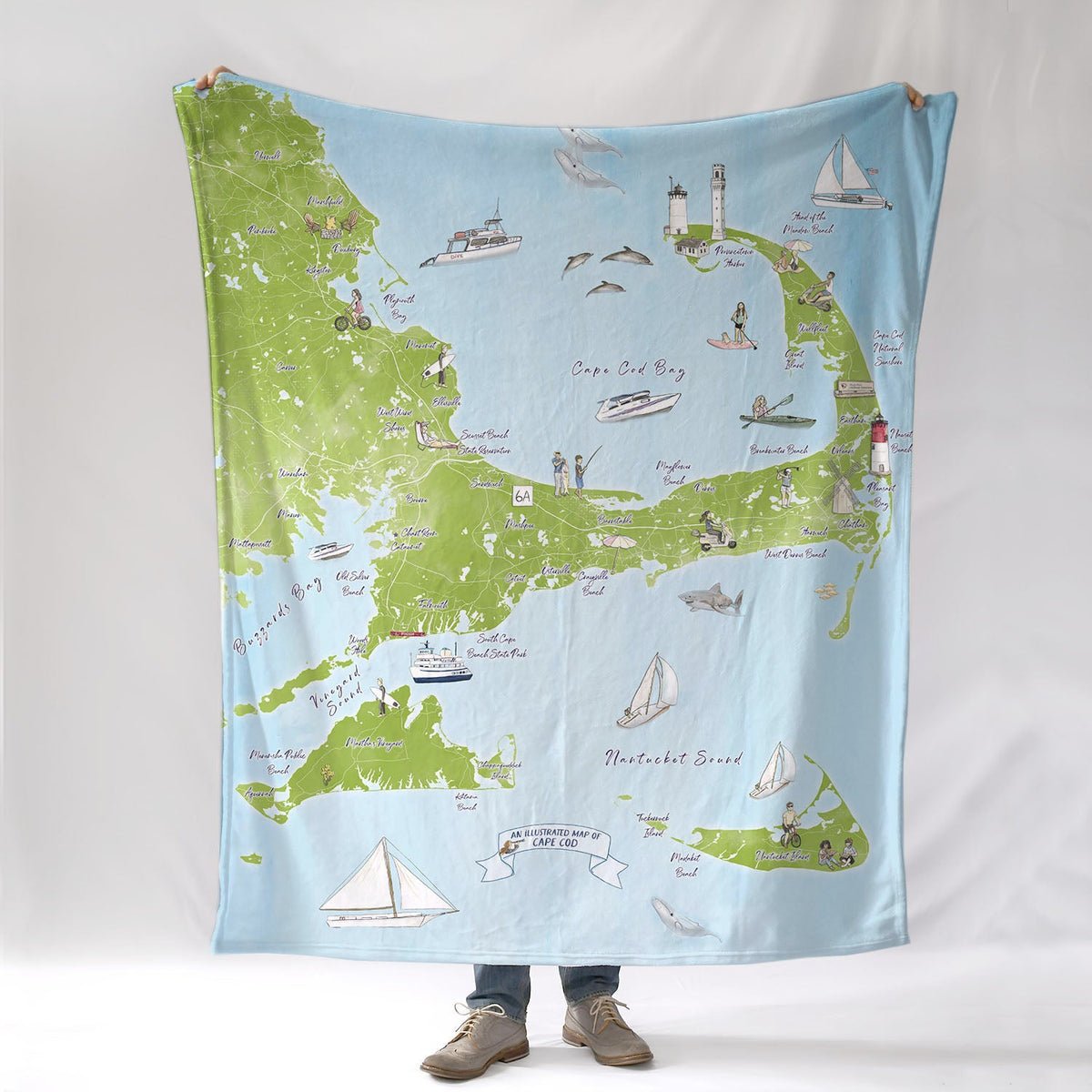 Cape Cod and the Islands Illustrated Map Blanket - Maritime Tribes USABlanket