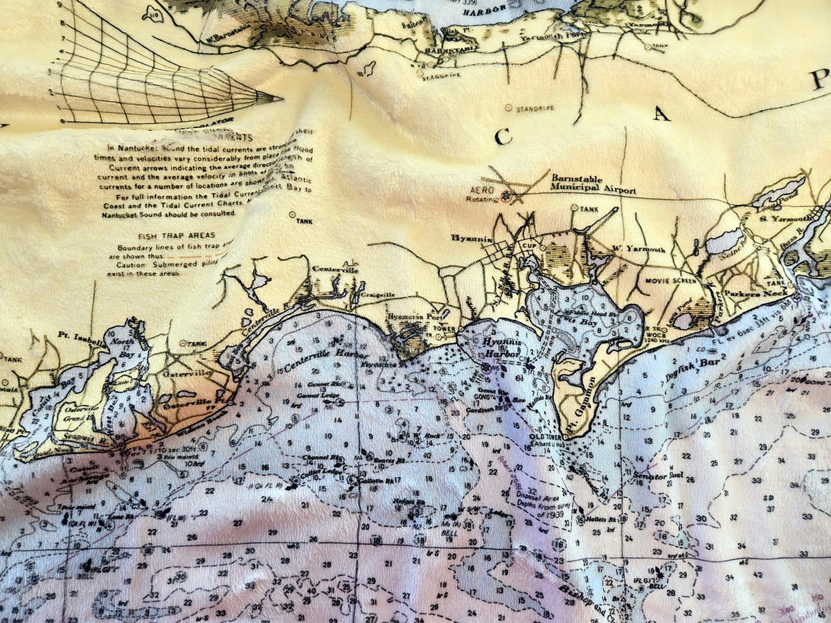 Cape Cod, MA Nautical Chart Blanket - Maritime Tribes USABlanket