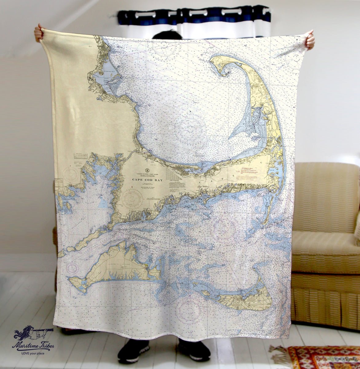 Cape Cod & The Islands Traditional Nautical Chart Blanket - Maritime Tribes USABlanket