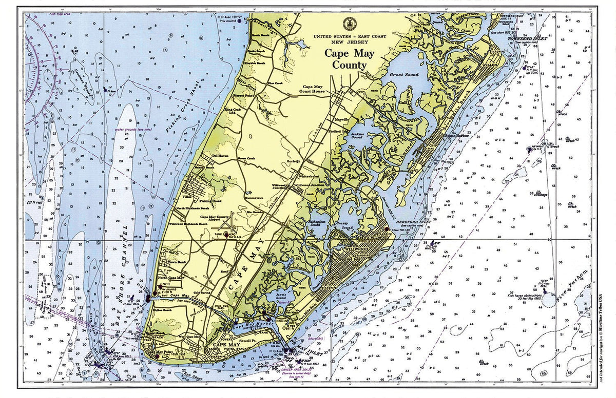 Cape May, New Jersey Chart Placemat - Maritime Tribes USALaminated Placemat