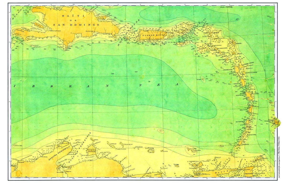Caribbean (Cuba to Down Island) Chart Placemat - Maritime Tribes USALaminated Placemat
