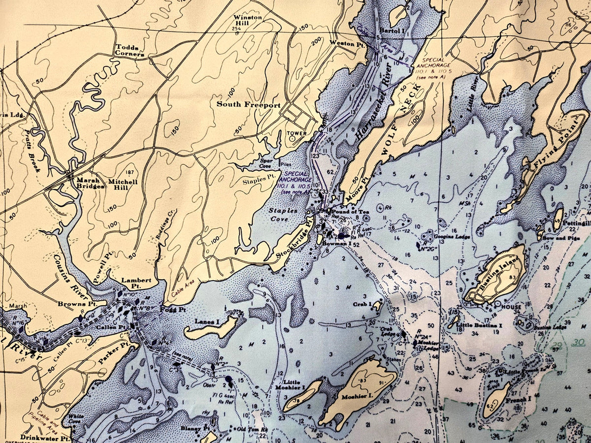 Casco Bay, ME Nautical Chart Quick Dry Towel - Maritime Tribes USATowel