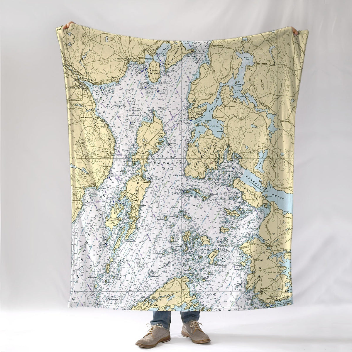 Castine ME Nautical Chart Blanket - Maritime Tribes USABlanket