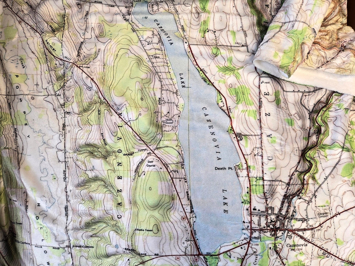 Cazenovia Lake NY Topo Map Blanket - Maritime Tribes USABlanket