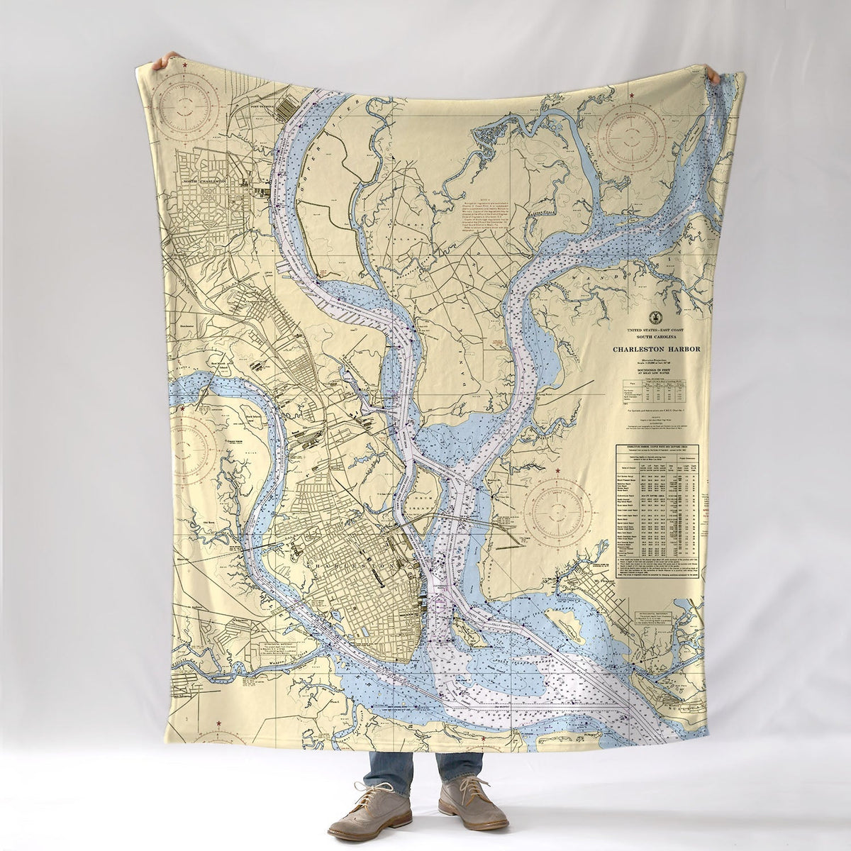 Charleston Harbor Chart Blanket - Maritime Tribes USABlanket