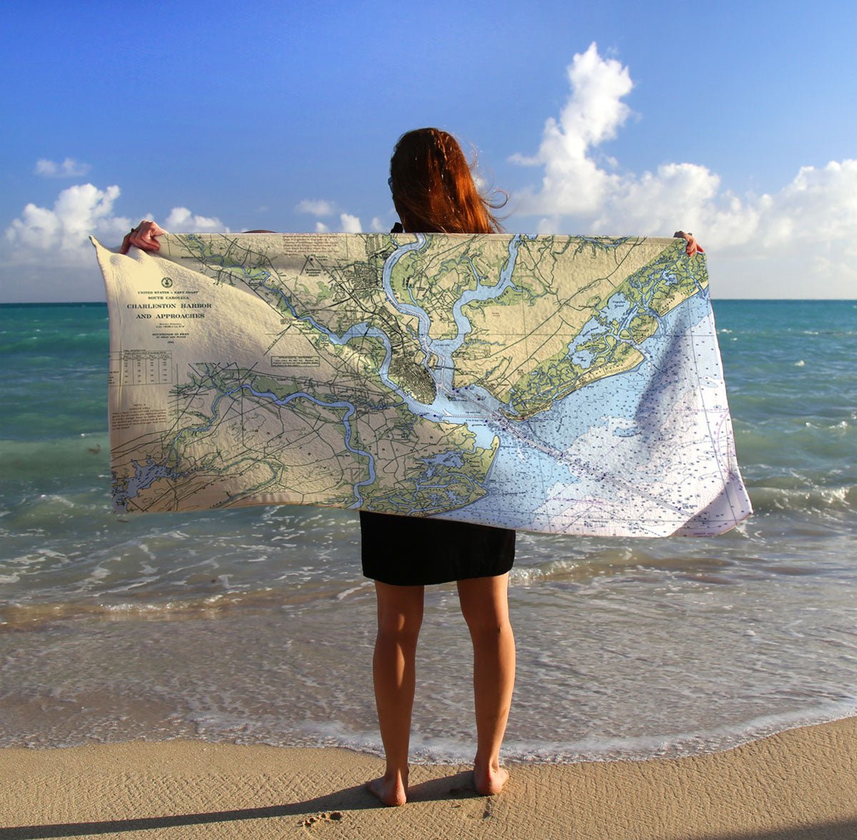Charleston, SC Nautical Chart / Isle of Palms, SC Nautical Chart Quick Dry Towel - Maritime Tribes USATowel