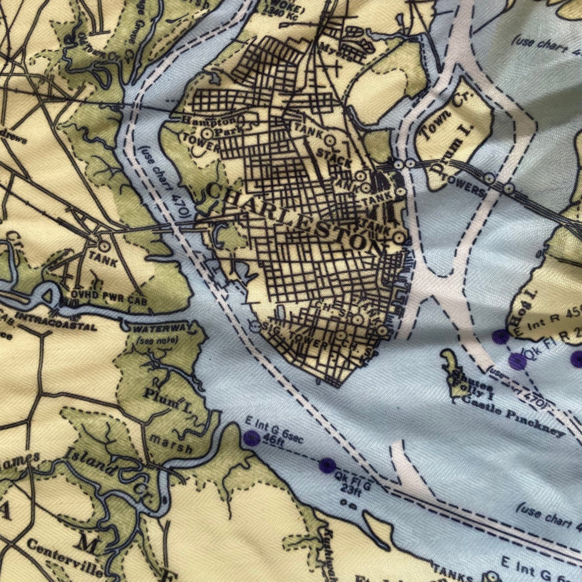 Charleston, SC Nautical Chart Scarf - Maritime Tribes USAScarf