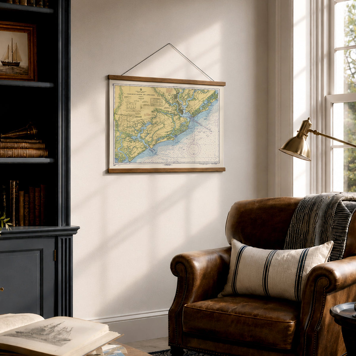 Charleston to Edisto, South Carolina Nautical Chart Canvas Wall Scroll - Maritime Tribes USAScroll