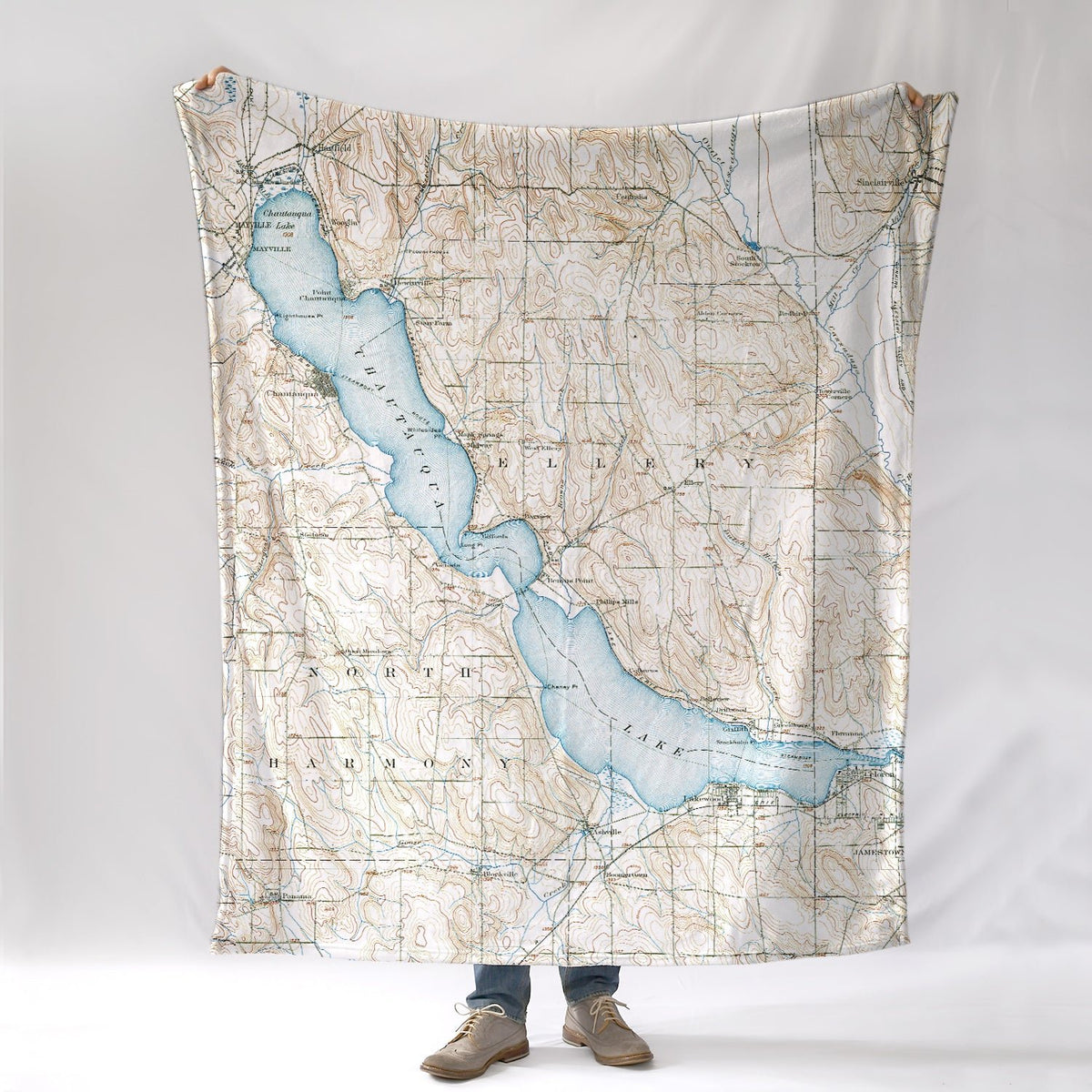ChautauquaLake, NY Vintage Map Blanket - Maritime Tribes USABlanket