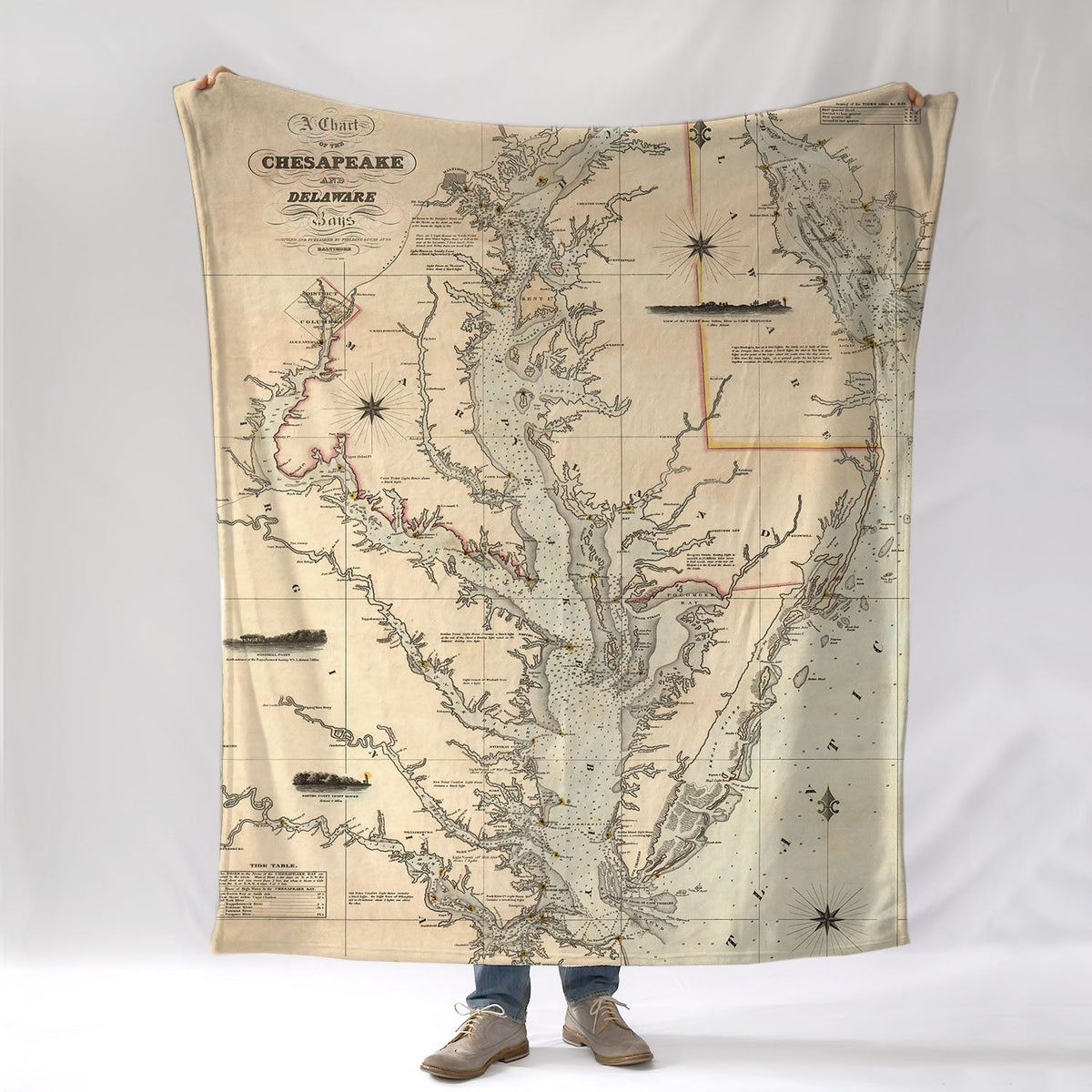 Chesapeake Bay Antique Map Blanket - Maritime Tribes USABlanket