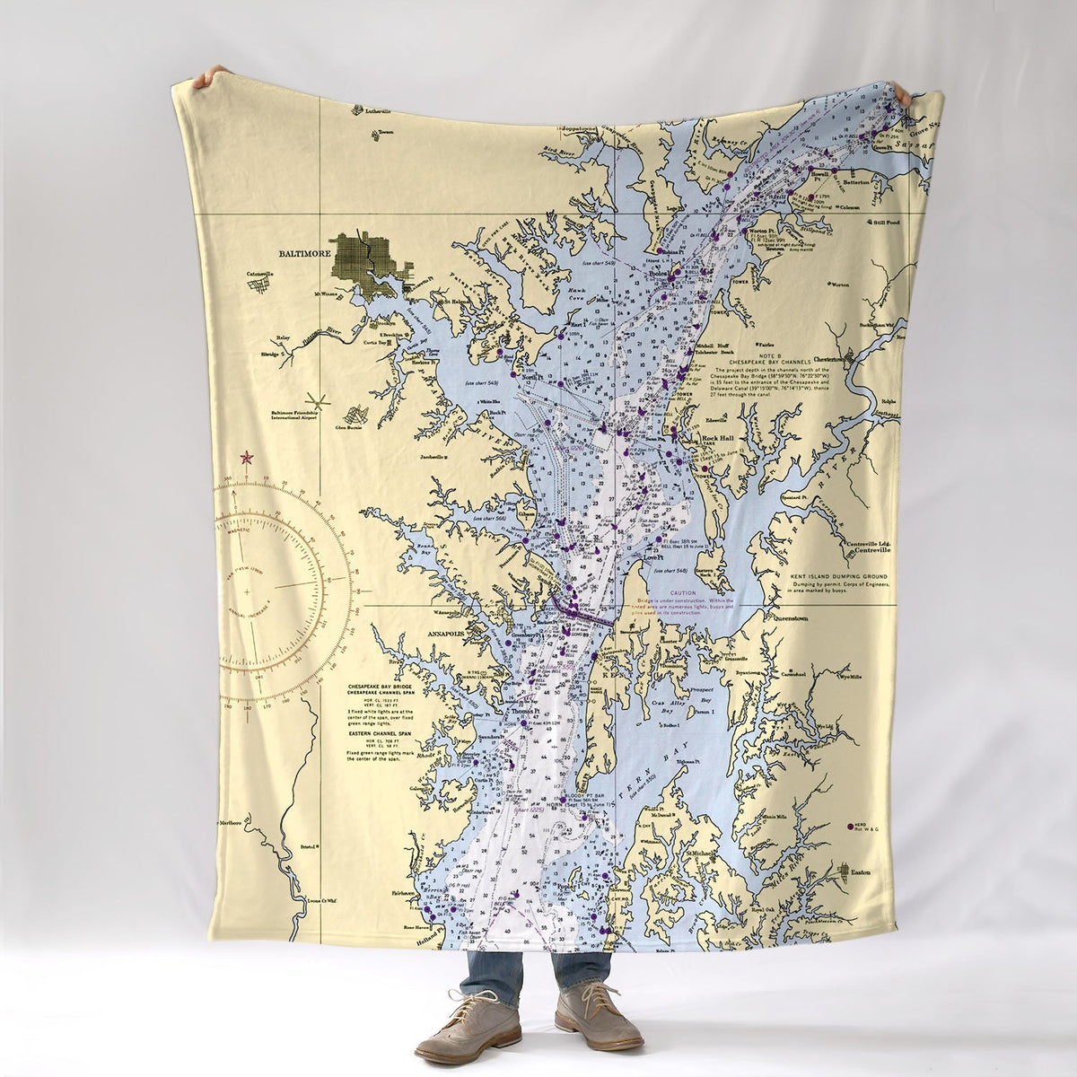 Chesapeake Bay (Maryland) Nautical Chart Blanket - Maritime Tribes USABlanket