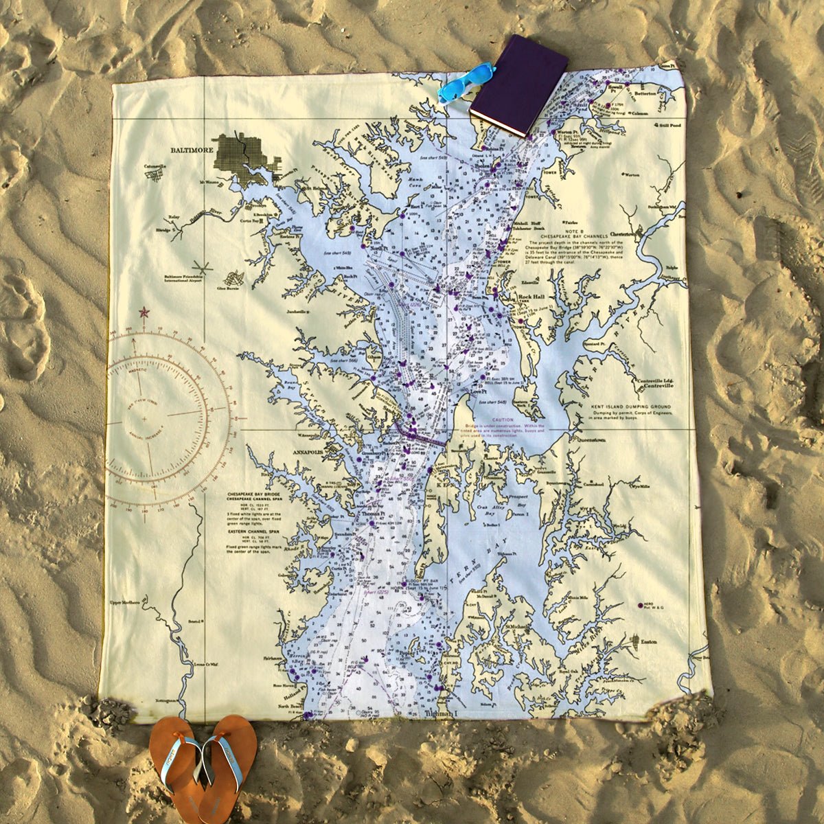 Chesapeake Bay (Maryland) Nautical Chart Blanket - Maritime Tribes USABlanket