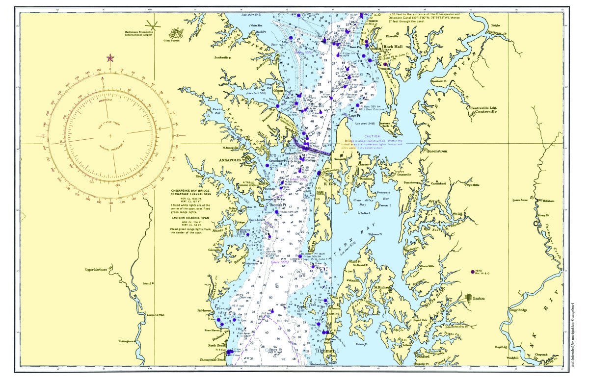 Chesapeake Bay, (MD & VA) Northern Chart Placemat - Maritime Tribes USALaminated Placemat