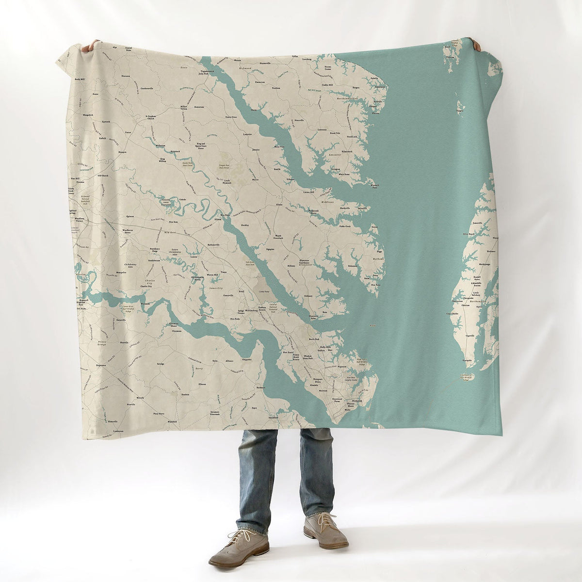 Chesapeake Bay Southern Part Sea Glass Style Blanket - Maritime Tribes USABlanket