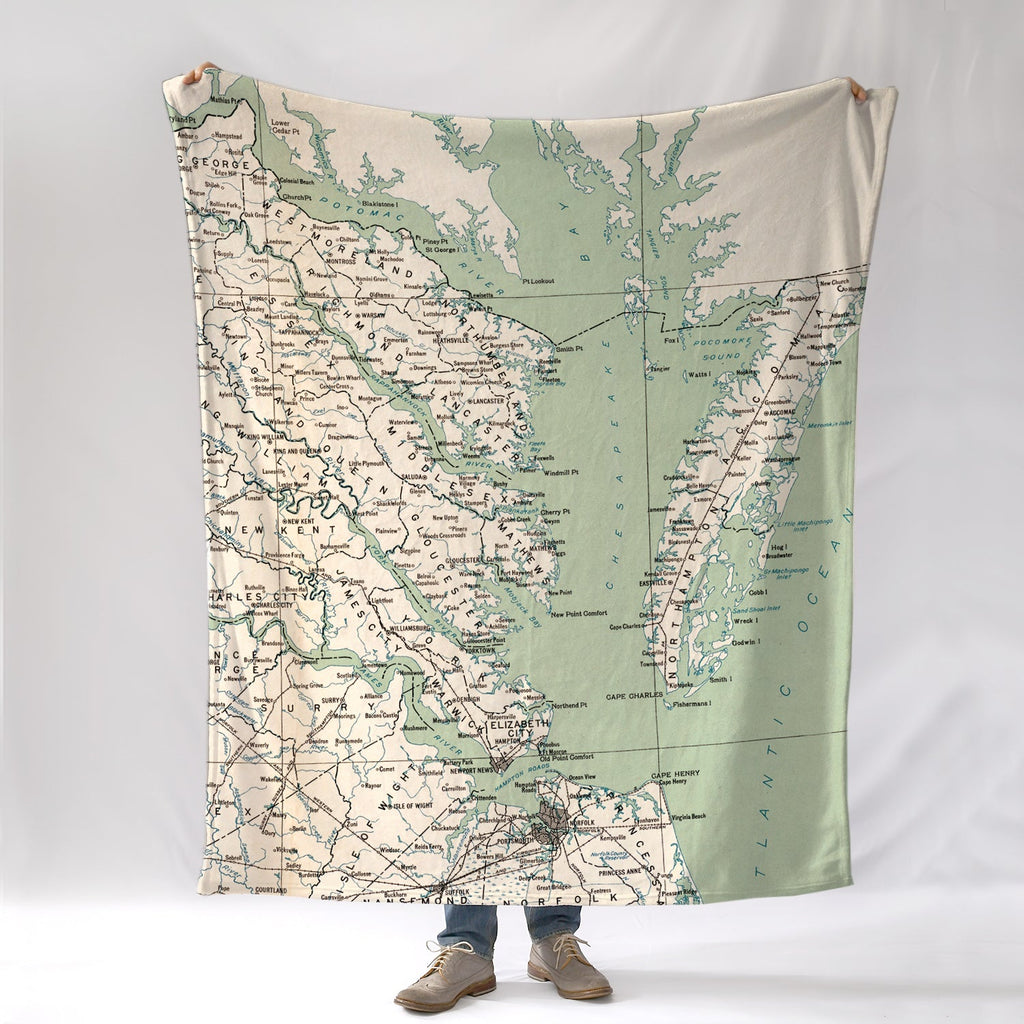 Chesapeake Bay Vintage Map Blanket - Maritime Tribes USABlanket